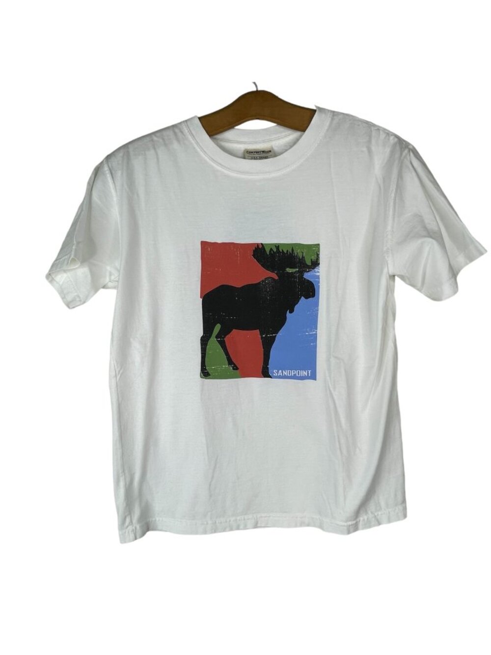 Sandpoint T-Shirt Kids Large Hanes Comfort Wash Crewneck Short Sleeve Cotton NEW